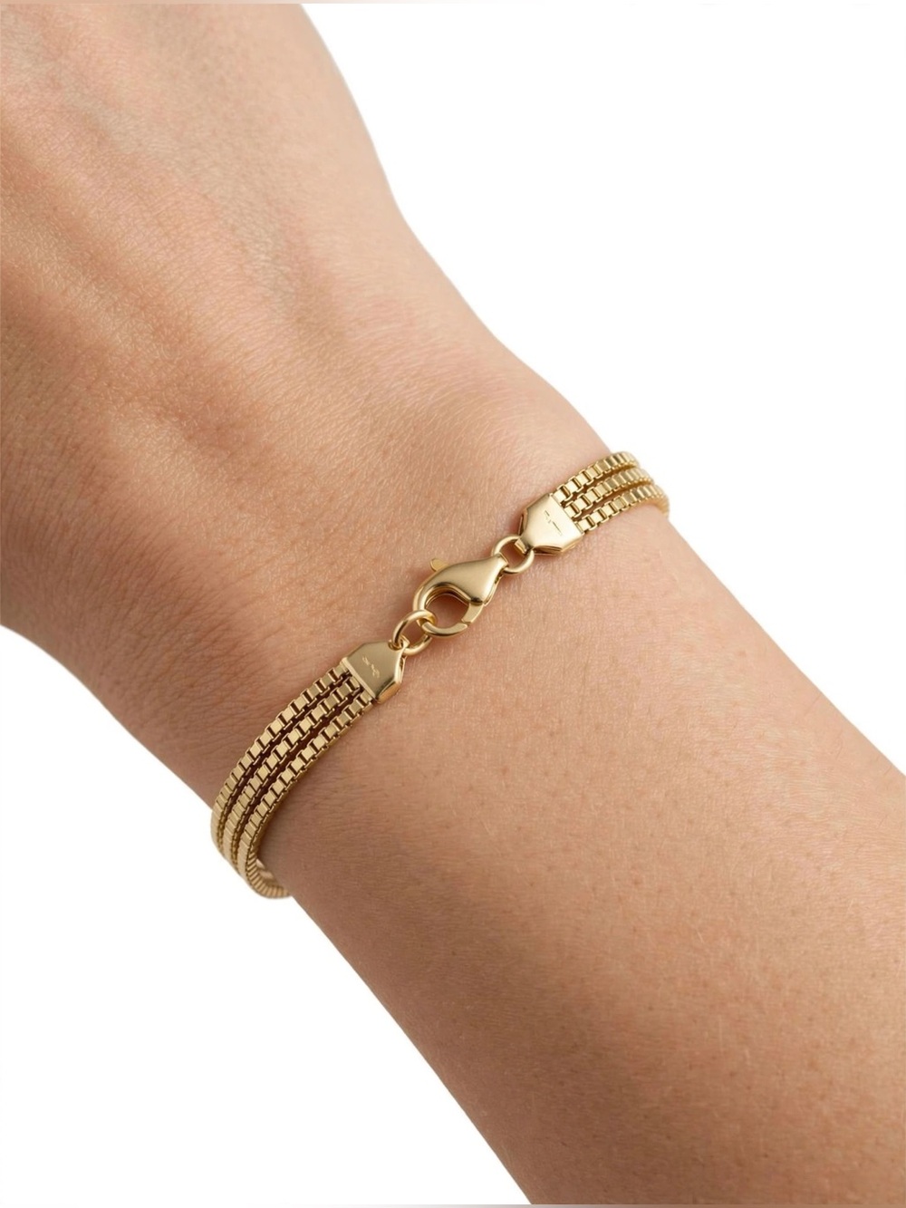 Milor Italy 14K Solid Gold Triple Box Chain Bracelet 7" 3g - 585 MILOR